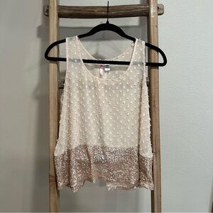6 Degrees Cream and Gold Sequin Tank Top